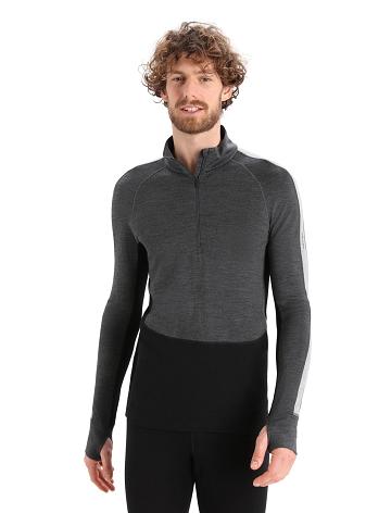 Base Layers Icebreaker 260 ZoneKnit™ Merino Long Sleeve Half Zip Męskie Czarne | PL 1622YXFU